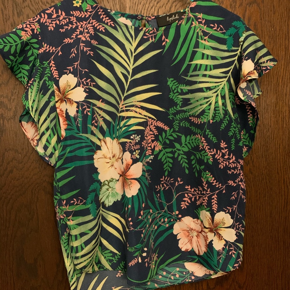 Multi colored tropical blouse top